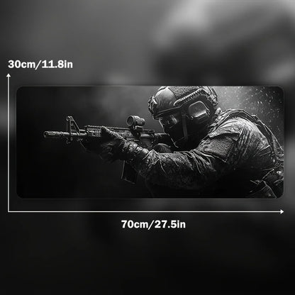 Large Tactical Soldier Mouse Pad – Non-Slip XXL Desk Mat with Stitched Edges, Gaming Accessories for FPS and Home Use