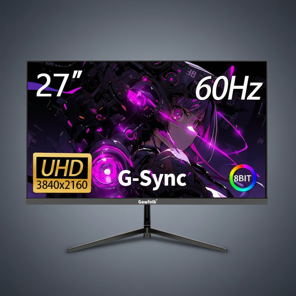 27 Inch 4K Gaming Monitor – UHD 3840×2160, 60Hz, HDMI Port, VESA 75×75Mm Wall-Mount, Adaptive Sync, 100% Srgb, 8Bit, 16.7M Color, 3000:1 Contrast